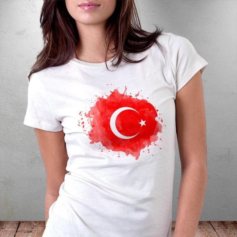 Türk Bayrağı Tasarım Baskılı Tişört - %100 Pamuklu Kumaş | Hediye Sepeti