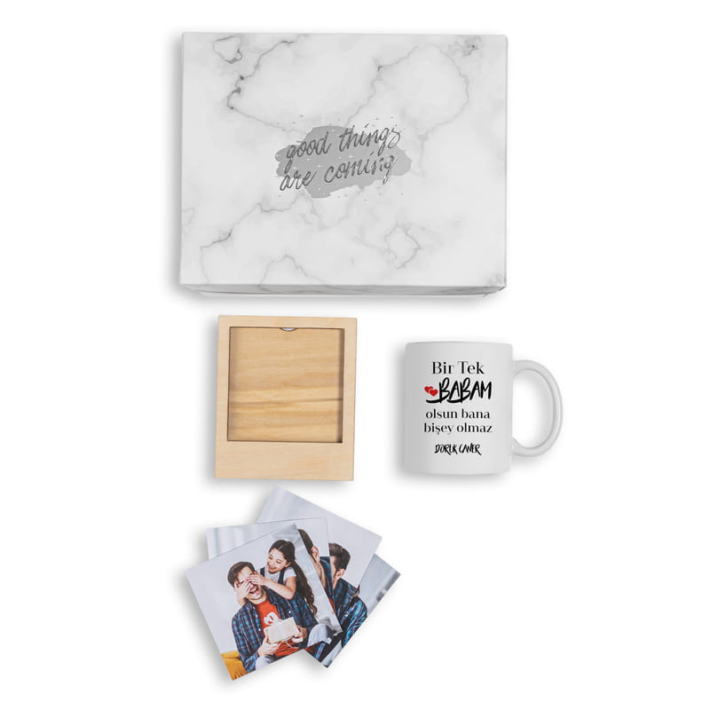 Ahşap Fotoğraf Çerçeveli Babalar Günü Hediye Kutusu