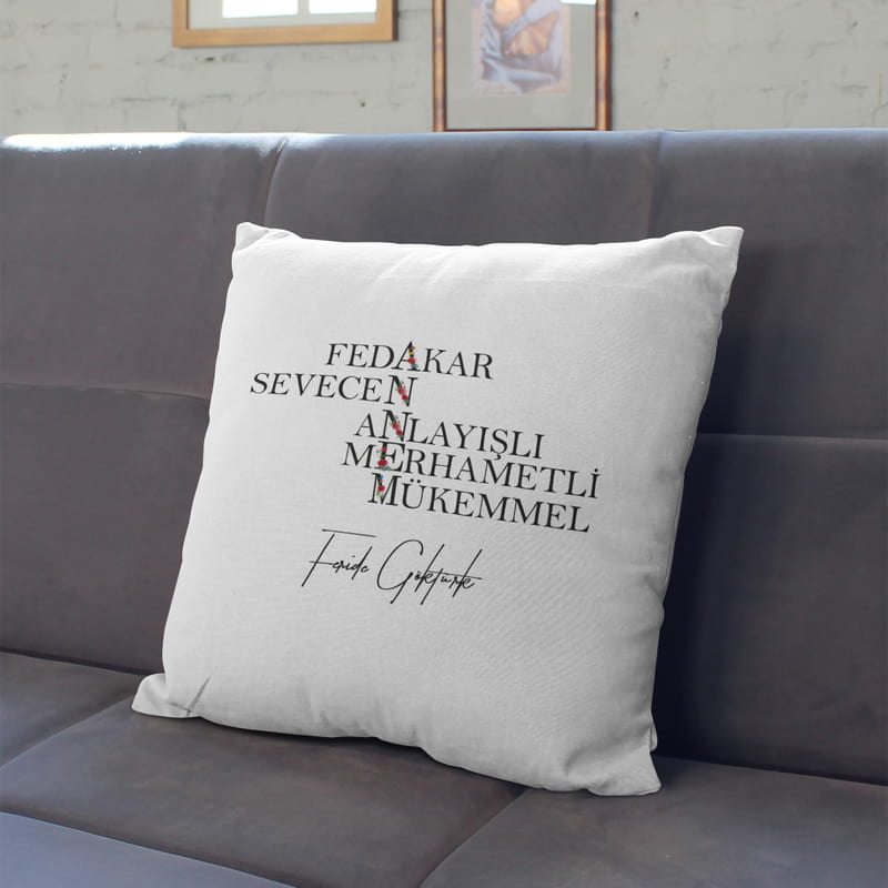 Anne Tanımı Akrostiş Anneler Günü Hediyesi Kişiye Özel Yastık