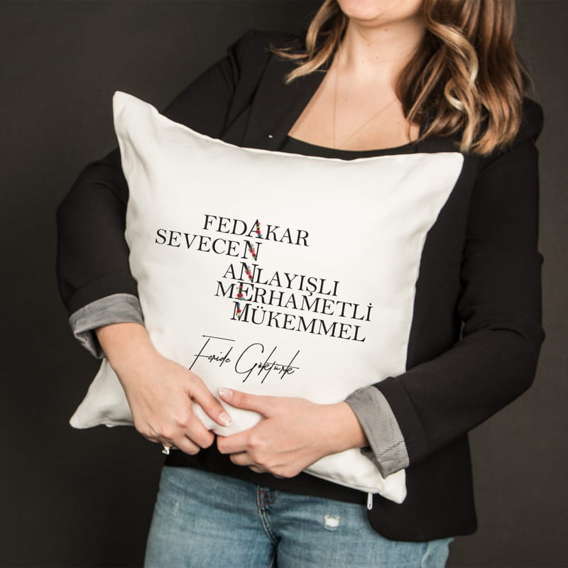 Anne Tanımı Akrostiş Anneler Günü Hediyesi Kişiye Özel Yastık