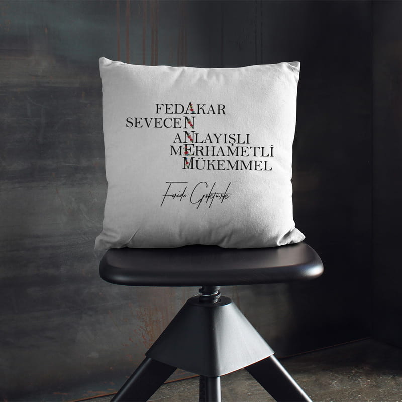 Anne Tanımı Akrostiş Anneler Günü Hediyesi Kişiye Özel Yastık