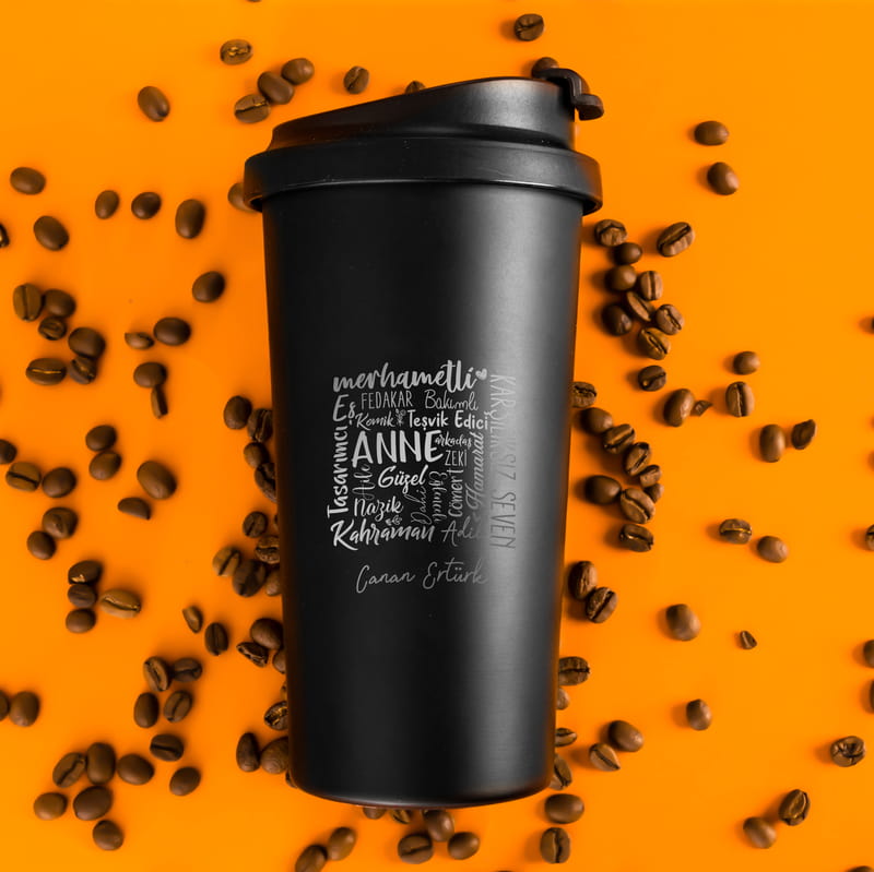 Anne Tanımı Tasarımlı İsim Yazılı Çelik Termos