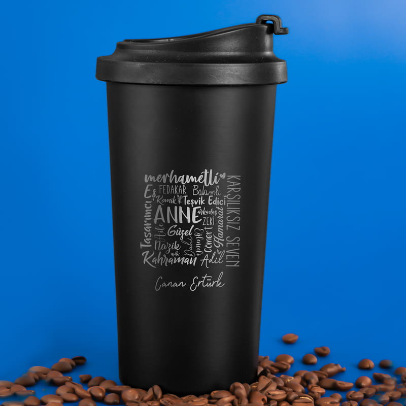 Anne Tanımı Tasarımlı İsim Yazılı Çelik Termos