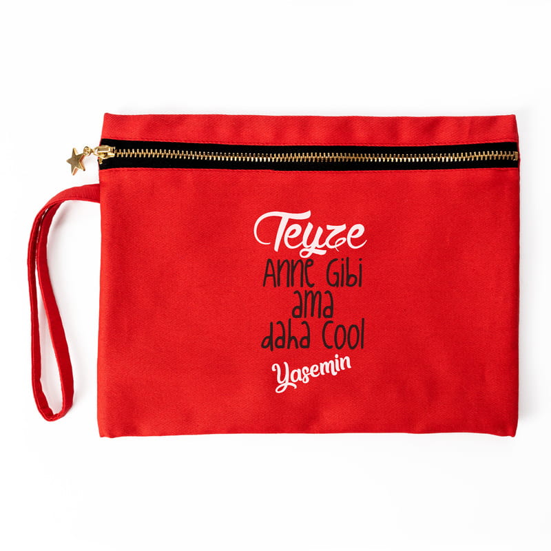 Anne Yarısı Teyzelere Özel Tasarımlı Kişiye Özel Kanvas Makyaj Çantası