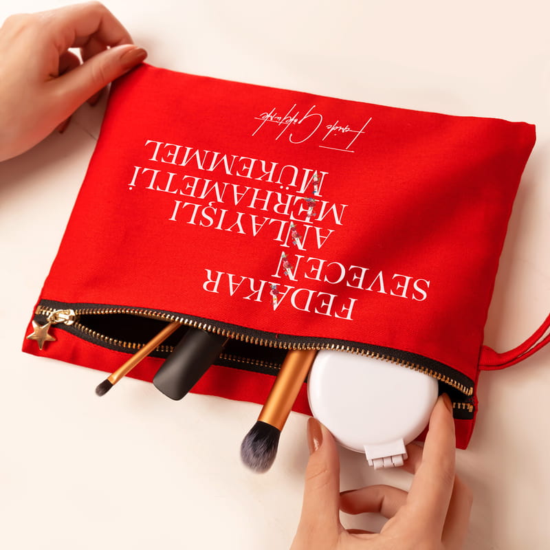 Anneler Günü Hediyesi Kişiye Özel Kanvas Makyaj Çantası