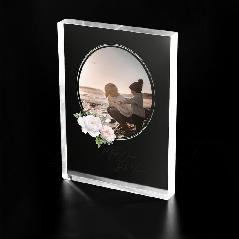 Anneye Hediye Dekoratif Fotoğraf ve Mesajlı Akrilik Çerçeve