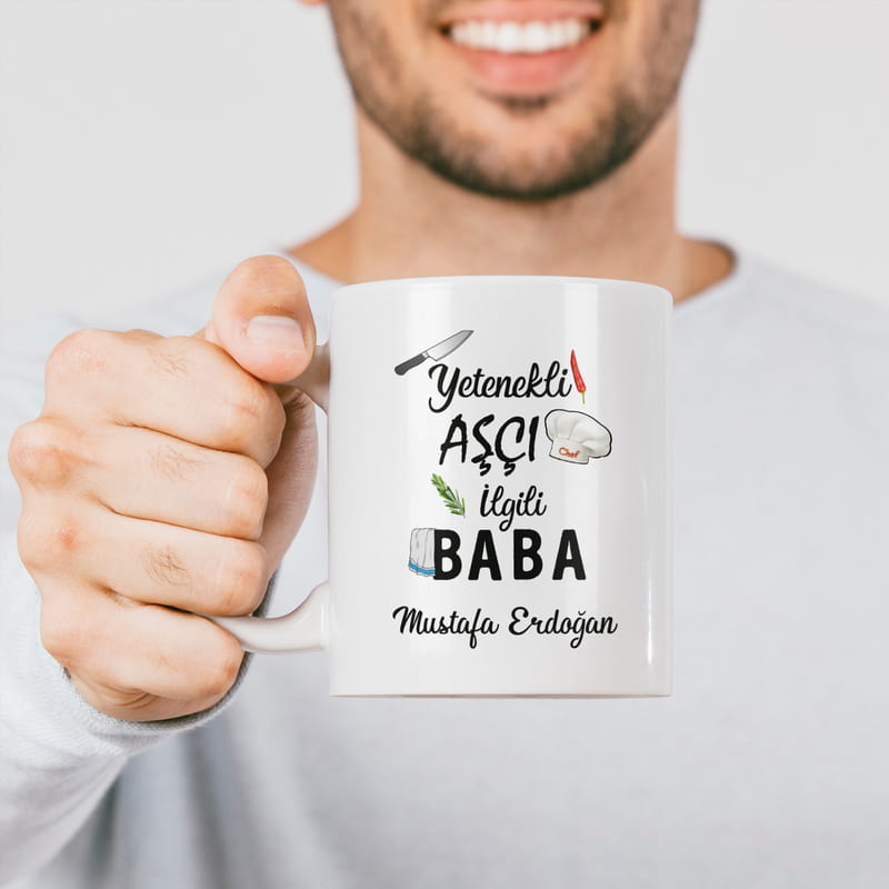 Aşçı Babaya Hediye İsme Özel Esprili Kupa Bardak