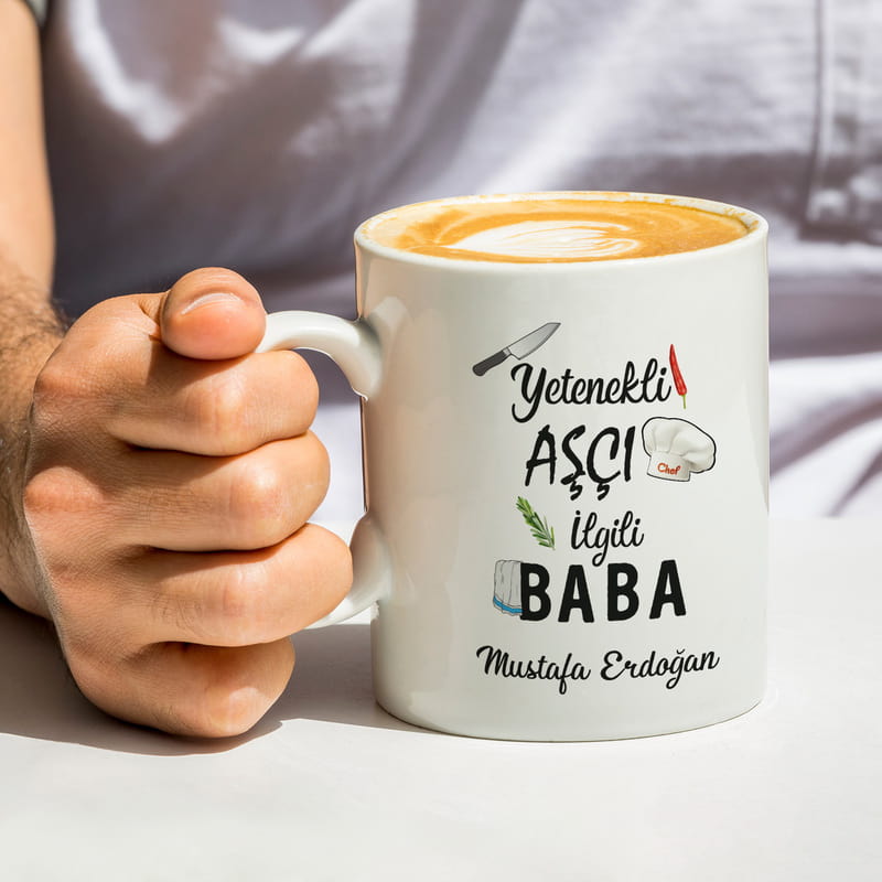 Aşçı Babaya Hediye İsme Özel Esprili Kupa Bardak