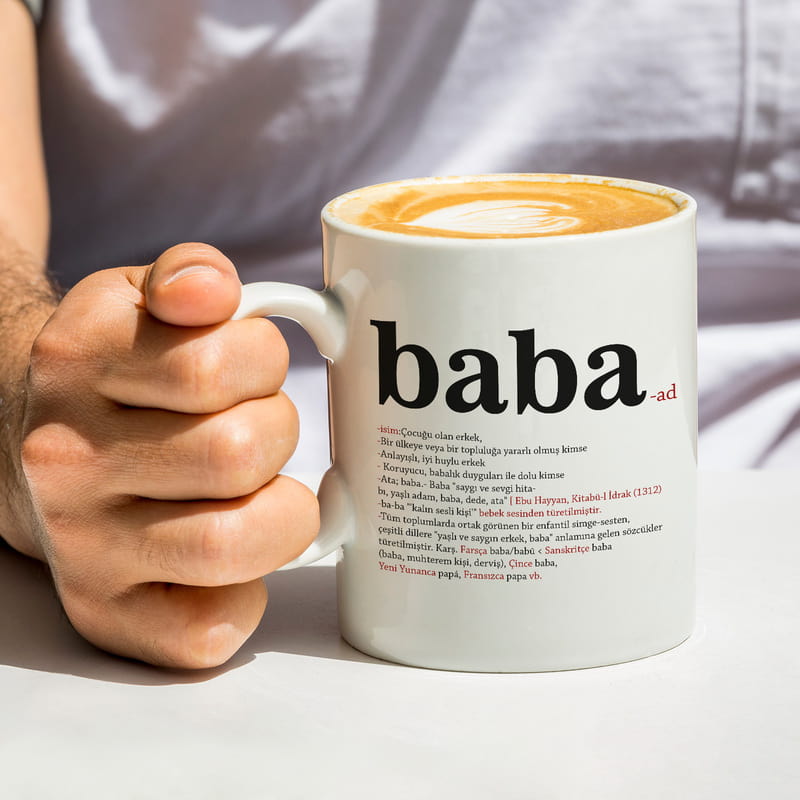 Baba Tanımı Tasarımlı Porselen Kupa Bardak