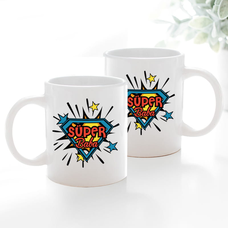 Babaya Esprili Süper Baba Mesajlı Porselen Kupa Bardak
