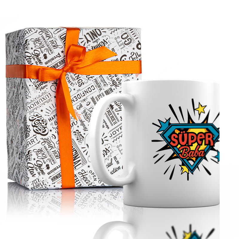 Babaya Esprili Süper Baba Mesajlı Porselen Kupa Bardak