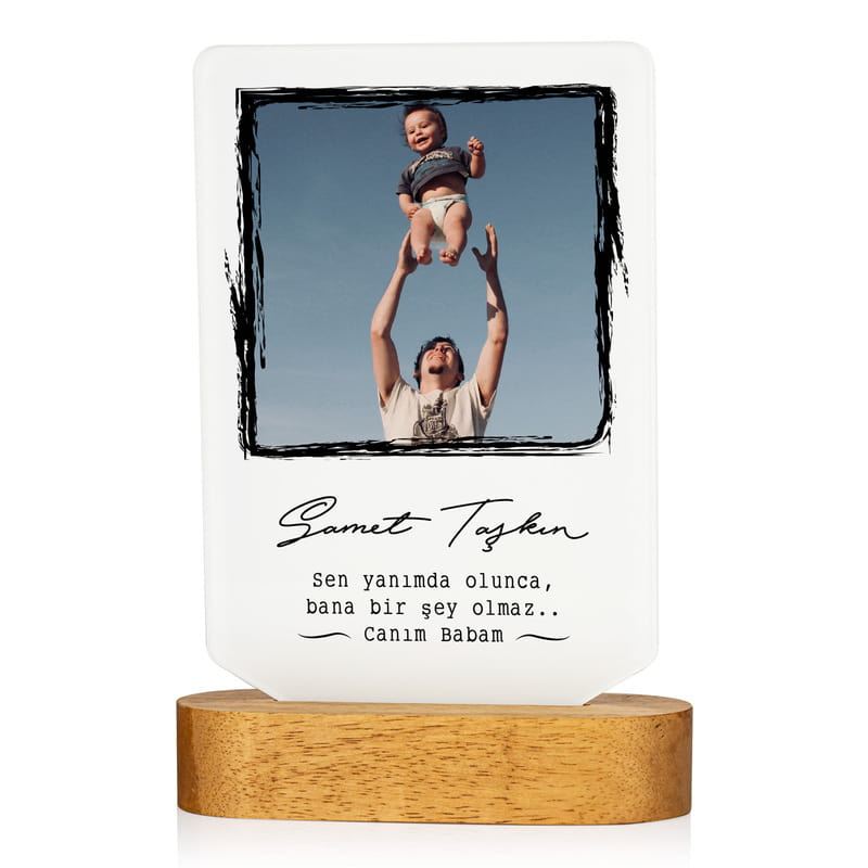 Babaya Hediye Fotoğraf Baskılı Dekoratif Led Lamba