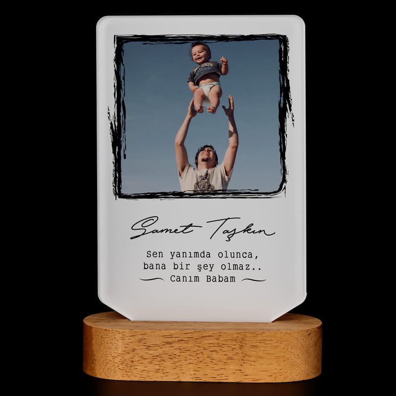 Babaya Hediye Fotoğraf Baskılı Dekoratif Led Lamba