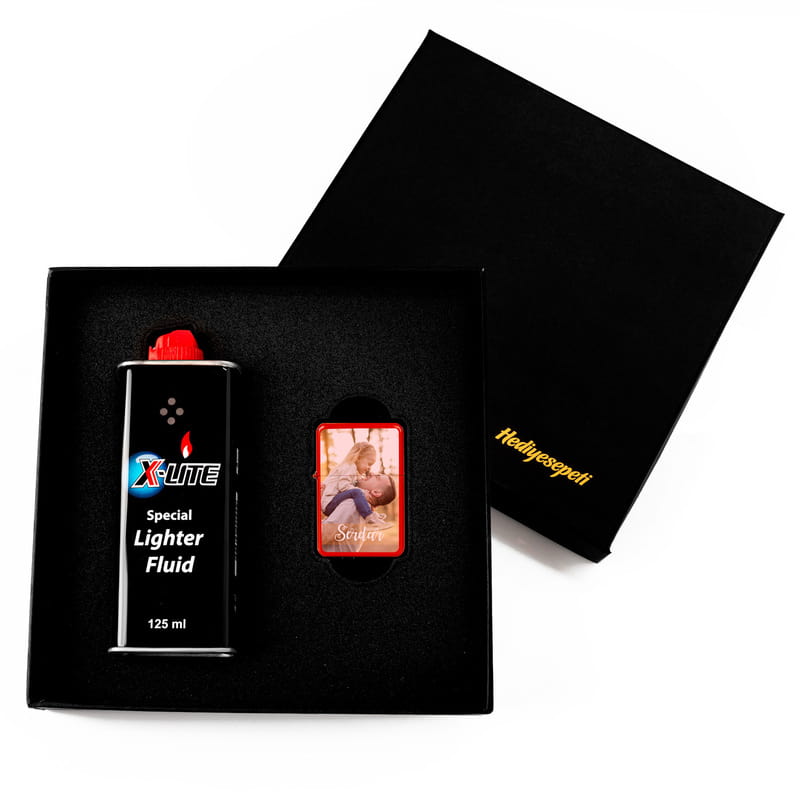 Babaya Hediye Fotoğraf Baskılı İsimli Metal Çakmak Seti