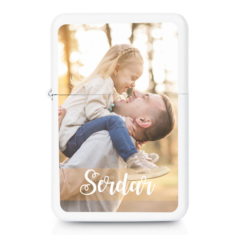 Babaya Hediye Fotoğraf Baskılı İsimli Metal Çakmak Seti