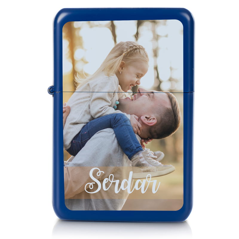 Babaya Hediye Fotoğraf Baskılı İsimli Metal Çakmak Seti