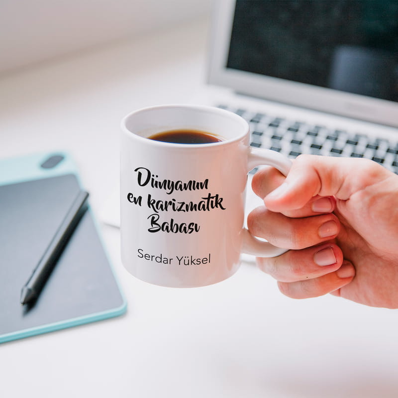 Babaya Hediye Fotoğraflı Mesajlı Porselen Kupa Bardak