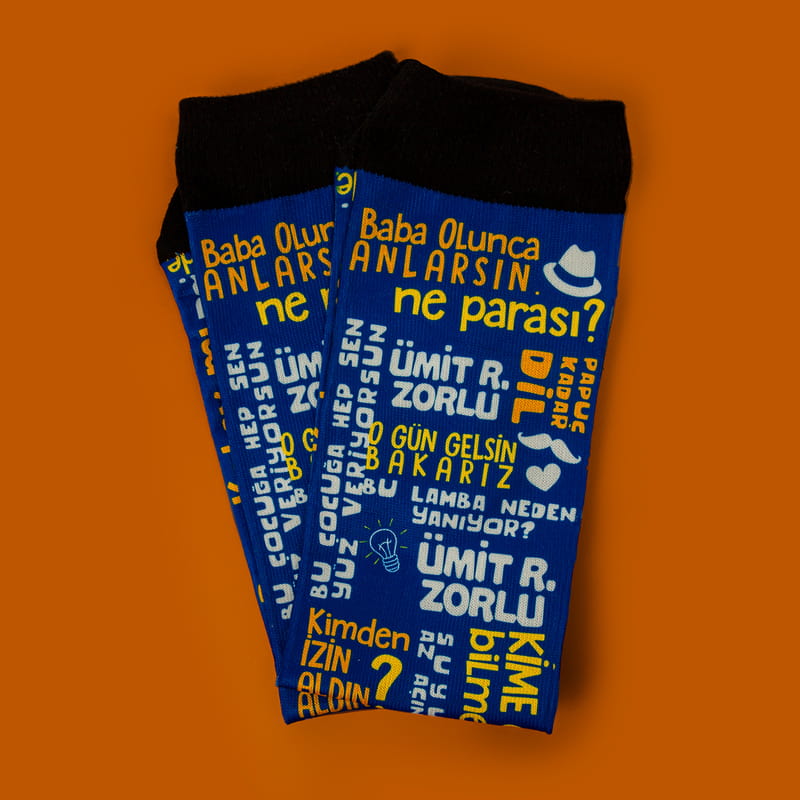 Babaya Hediye Klişe Baba Sözleri Esprili İsme Özel Çorap