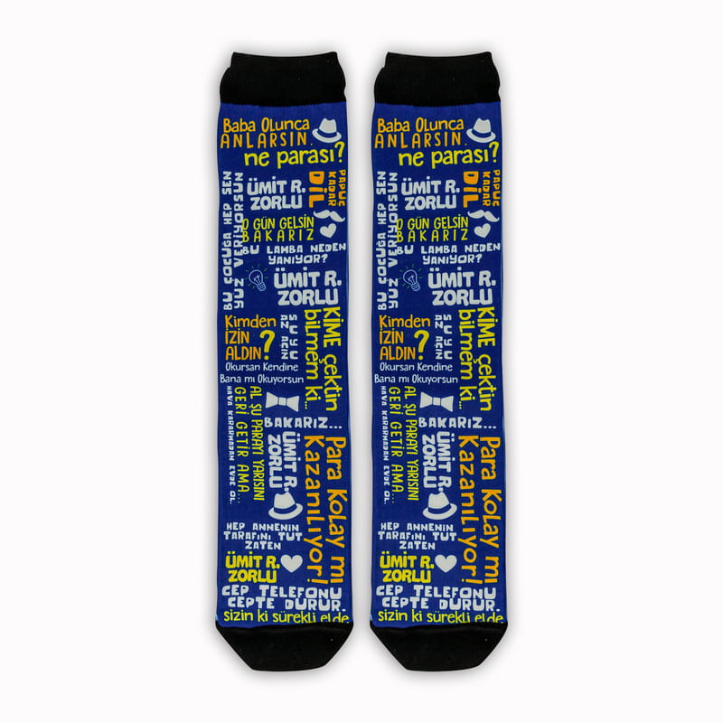 Babaya Hediye Klişe Baba Sözleri Esprili İsme Özel Çorap