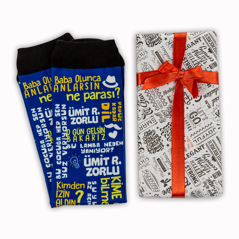 Babaya Hediye Klişe Baba Sözleri Esprili İsme Özel Çorap