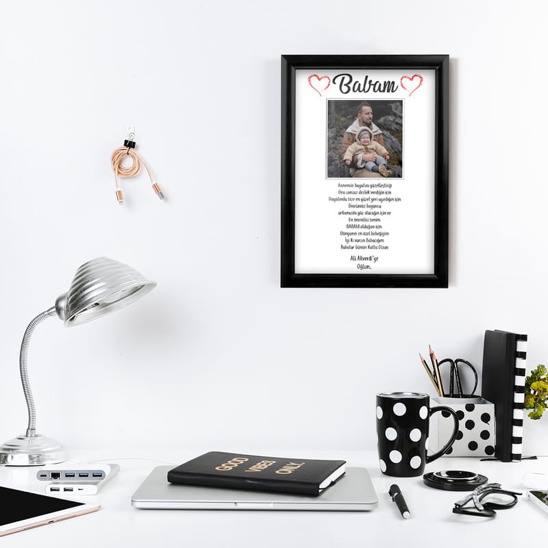 Babaya Özel Mesajlı Ve Fotoğraf Baskılı Hediye Çerçeve