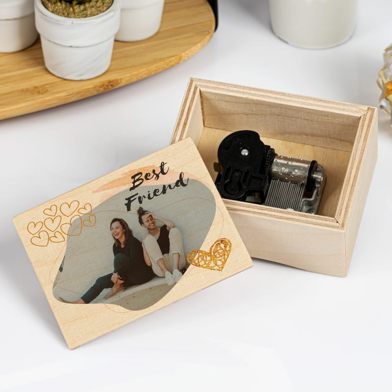 Best Friend Tasarımlı Fotoğraf Baskılı Ahşap Müzik Kutusu