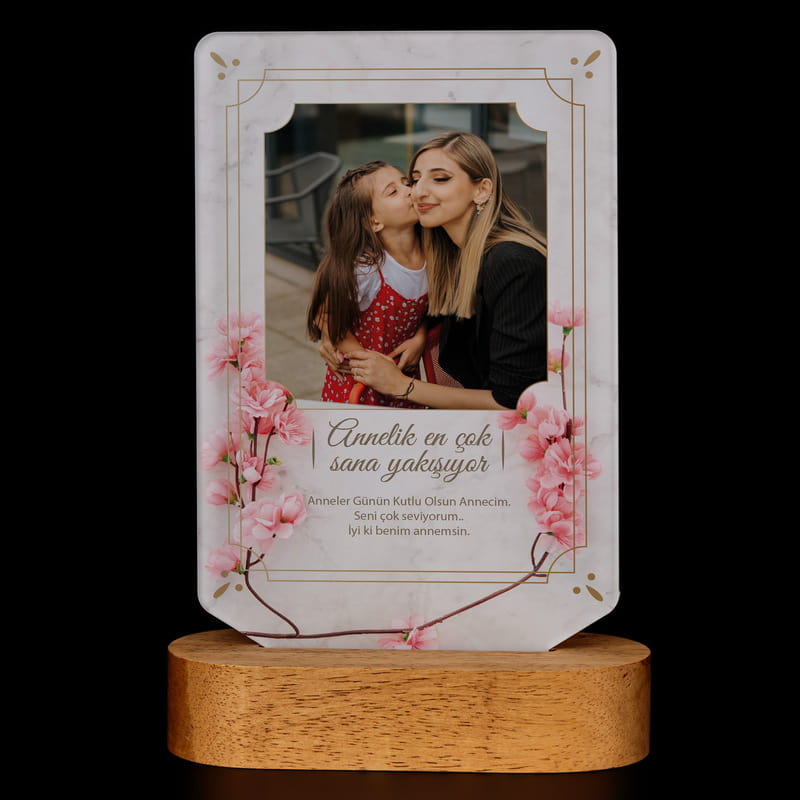 Çalışan Anneye Hediye Fotoğraf Baskılı Masaüstü Led Lamba