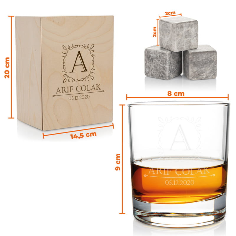Doğum Günü Hediyesi Ahşap Kutulu Viski Kadeh Seti