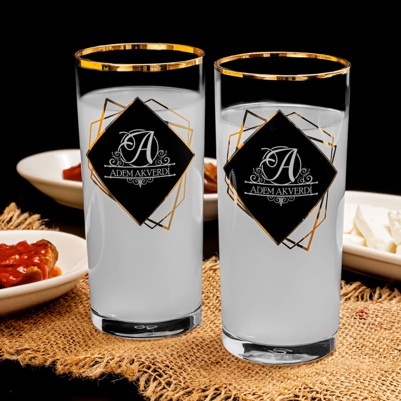 Doğum Günü Hediyesi Gold Özel Seri Ahşap Kutulu 2li Rakı Kadehi