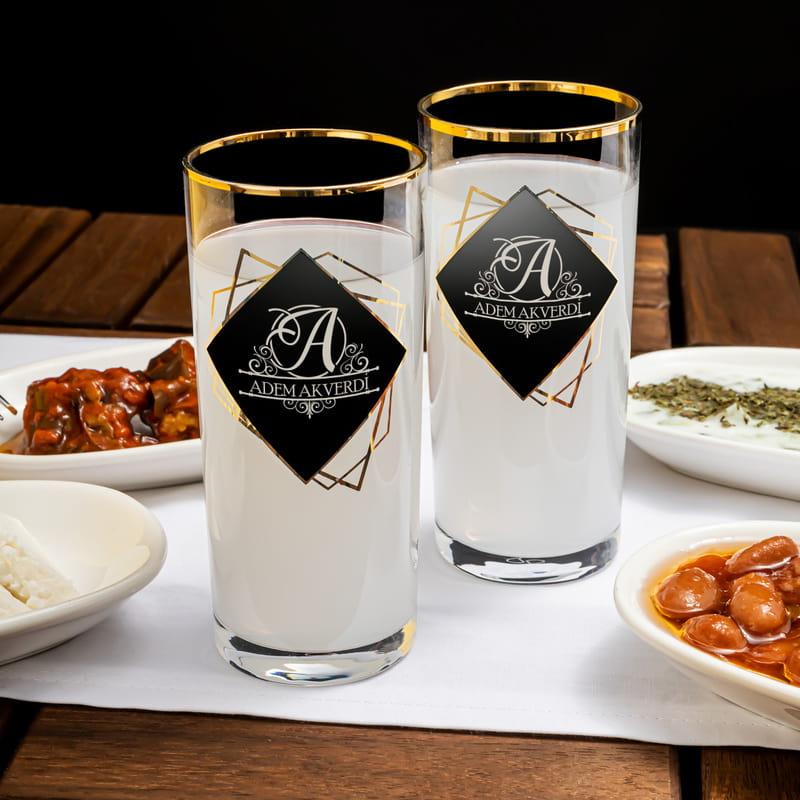 Doğum Günü Hediyesi Gold Özel Seri Ahşap Kutulu 2li Rakı Kadehi