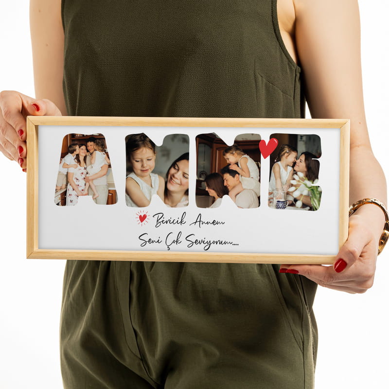 En Güzel Anneye Fotoğraf Baskılı Ahşap Tablo