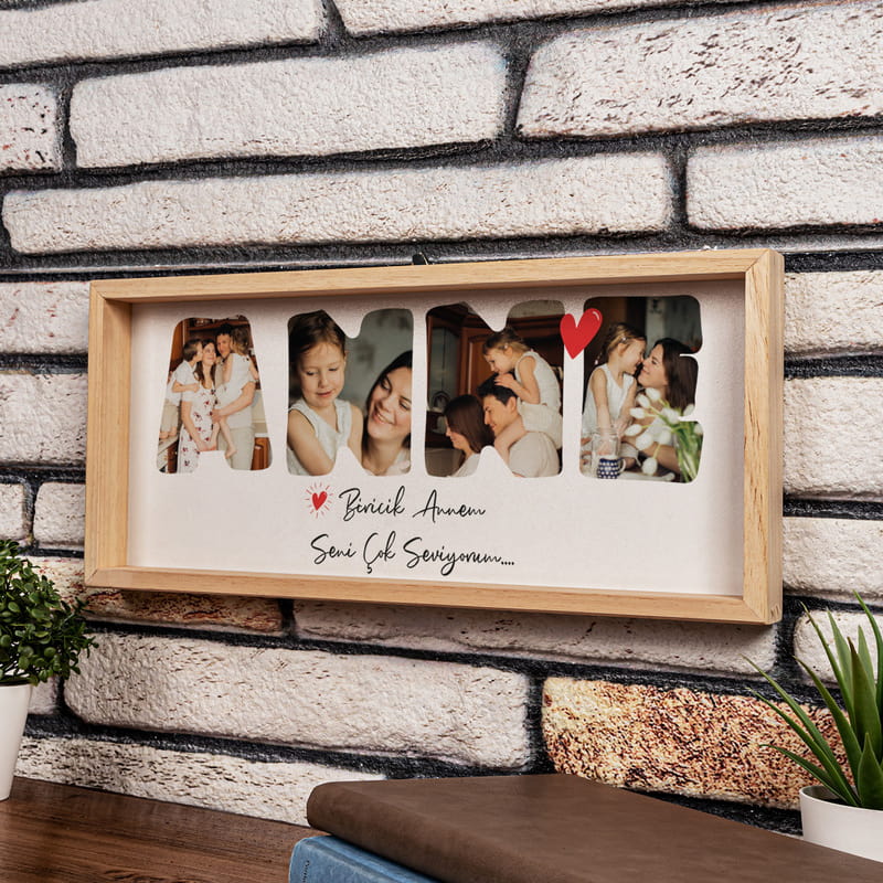 En Güzel Anneye Fotoğraf Baskılı Ahşap Tablo