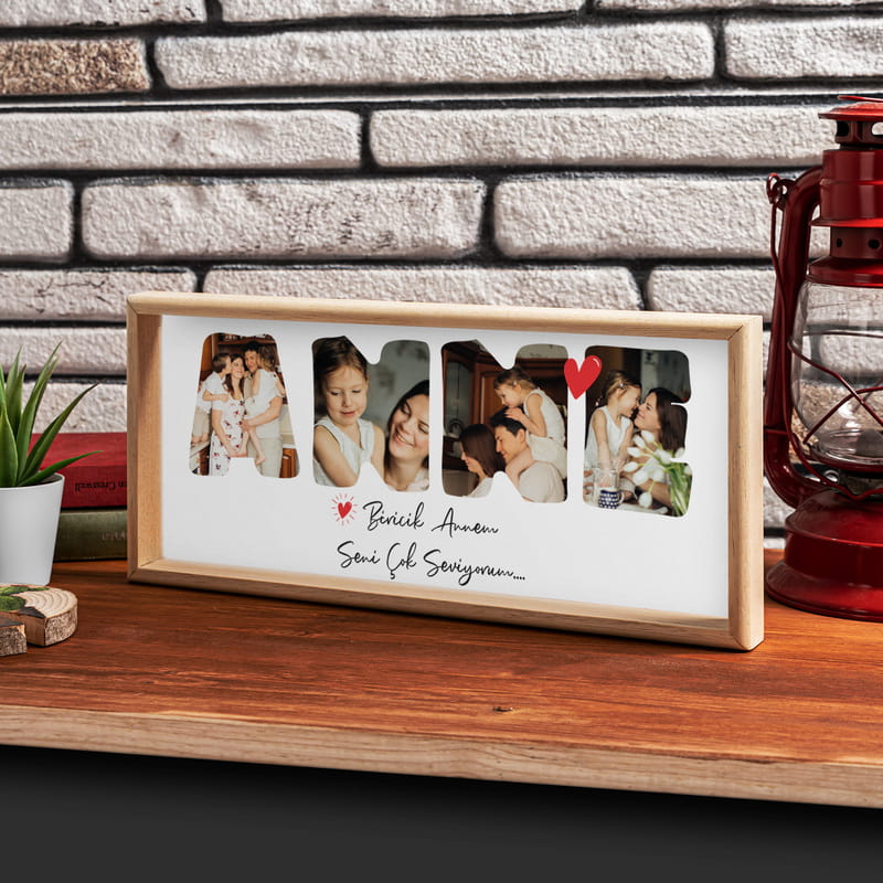 En Güzel Anneye Fotoğraf Baskılı Ahşap Tablo