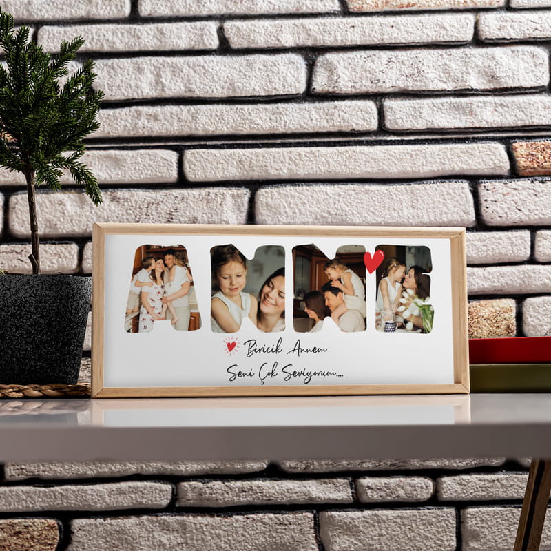 En Güzel Anneye Fotoğraf Baskılı Ahşap Tablo