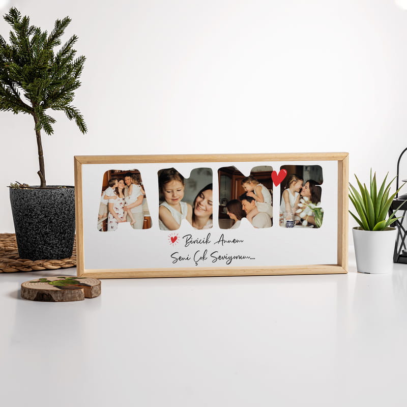 En Güzel Anneye Fotoğraf Baskılı Ahşap Tablo