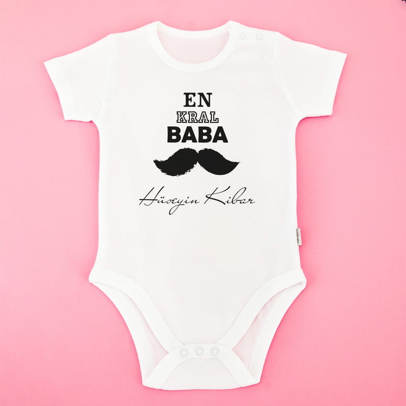 En Kral Babaya Hediye İsme Özel Zıbın Body - %100 Pamuklu Kumaş