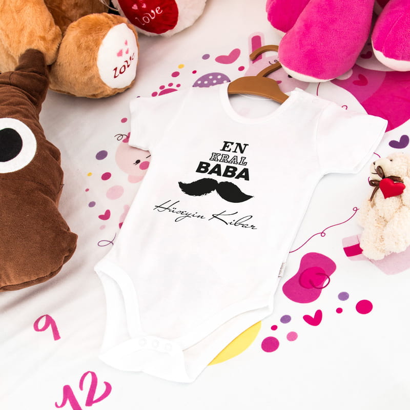 En Kral Babaya Hediye İsme Özel Zıbın Body - %100 Pamuklu Kumaş