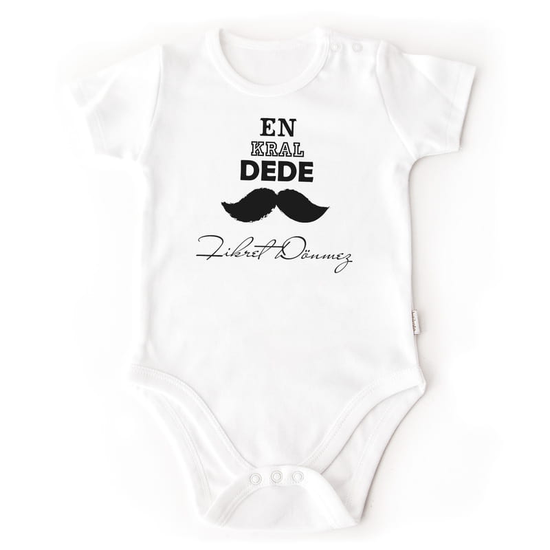 En Kral Dedeye Hediye İsme Özel Esprili Zıbın Body - %100 Pamuklu Kumaş
