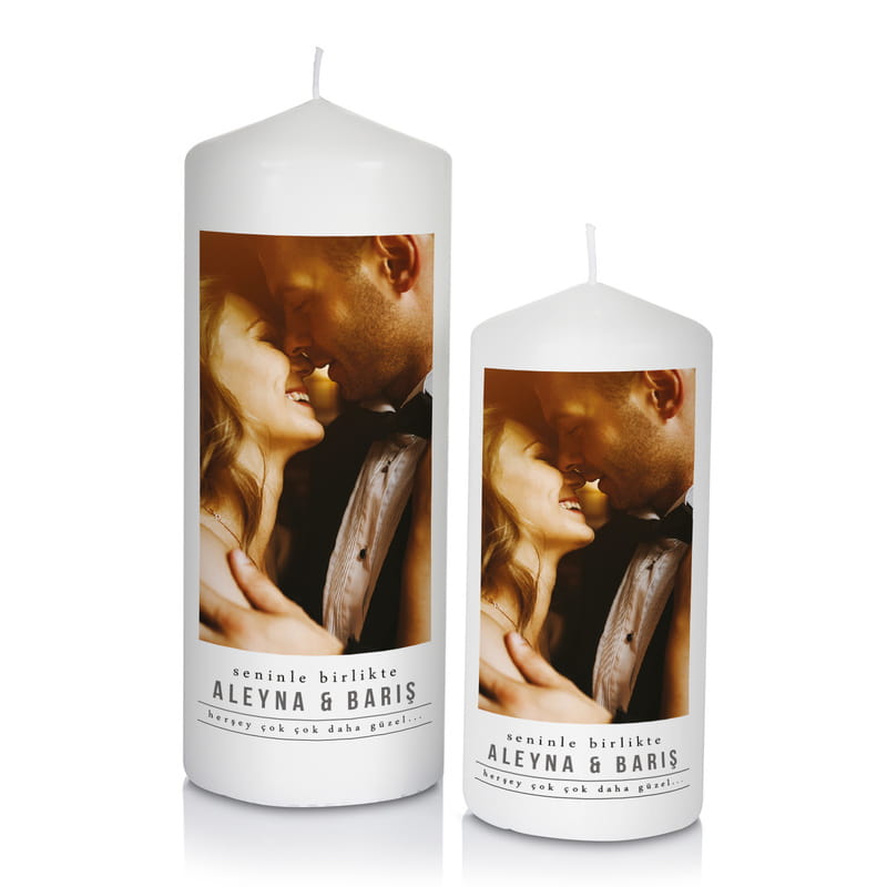 Evli Çiftlere Hediye Taş Altlıklı Dekoratif Mum Seti