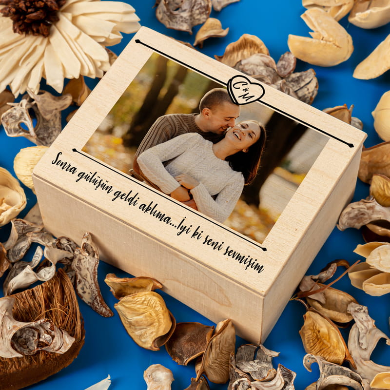 Fotoğraf ve Mesajlı Kişiye Özel Ahşap Müzik Kutusu