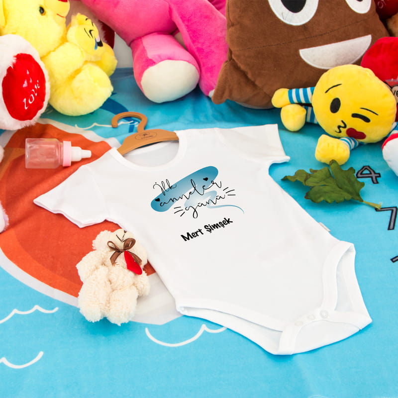 İlk Anneler Günü Hediyesi İsme Özel Pamuk Bebek Body - %100 Pamuklu Kumaş