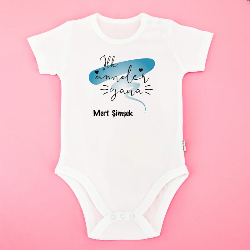 İlk Anneler Günü Hediyesi İsme Özel Pamuk Bebek Body - %100 Pamuklu Kumaş