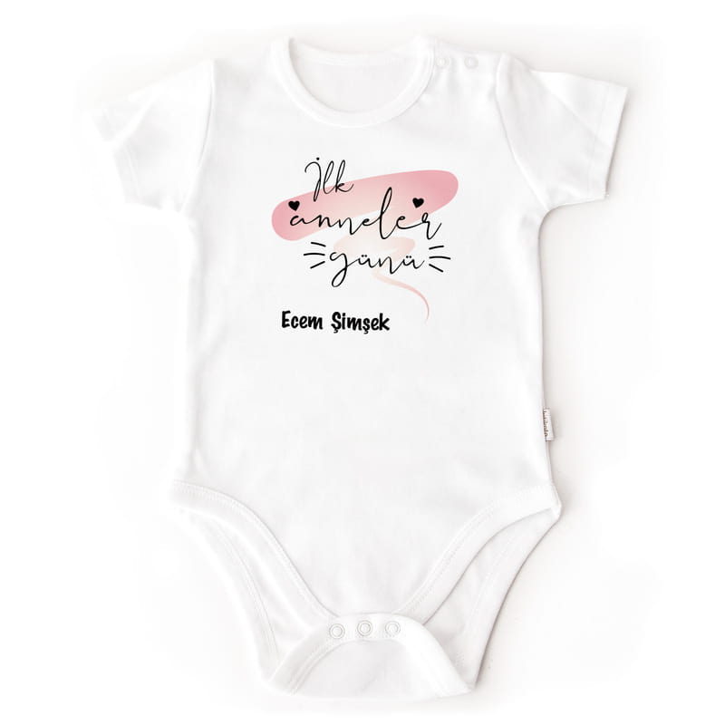 İlk Anneler Günü Hediyesi İsme Özel Pamuk Bebek Body - %100 Pamuklu Kumaş