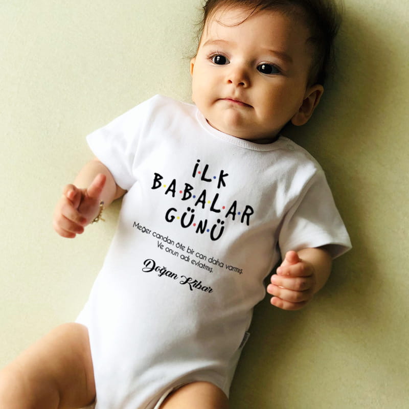 İlk Babalar Günü Hediyesi Baba Tişört Bebek Body Kombini - %100 Pamuklu Kumaş