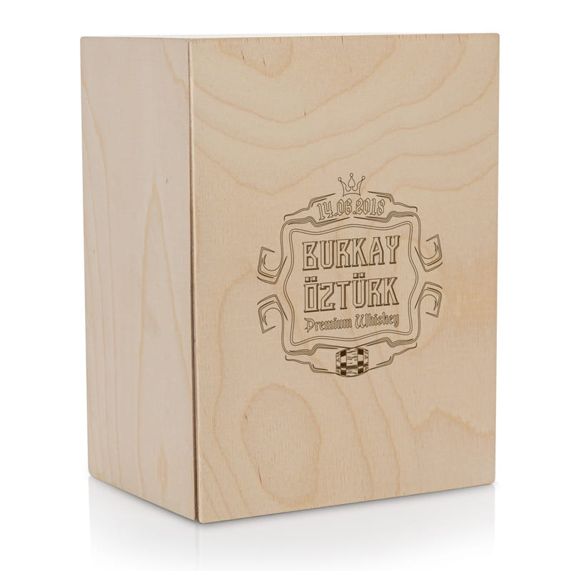 İsim ve Tarih Yazılı Premium Ahşap Kutulu Viski Kadeh Seti