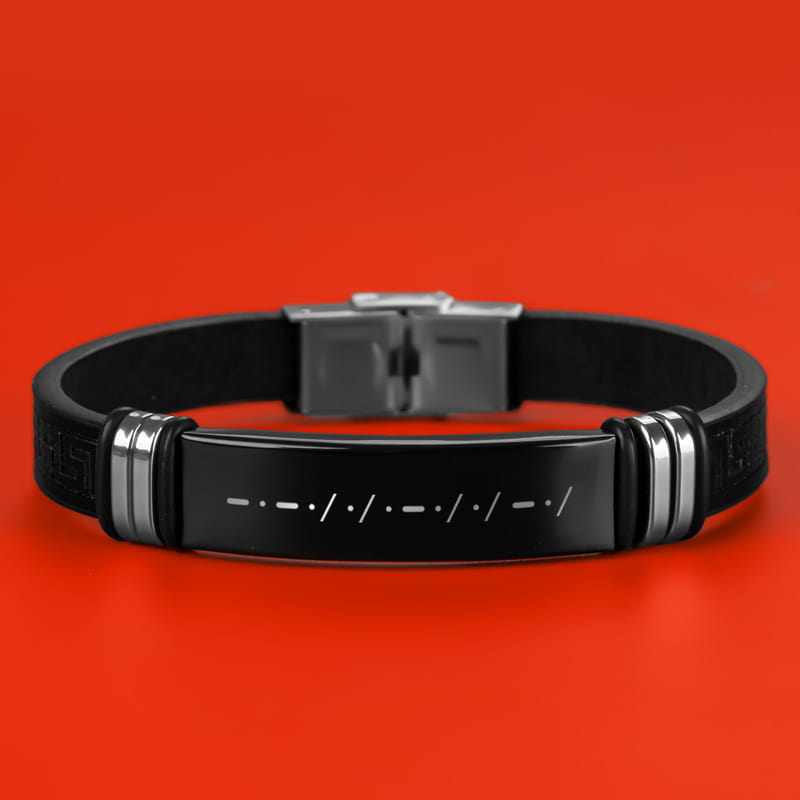 İsme Özel Mors Alfabesi Tasarımlı Deri Bileklik