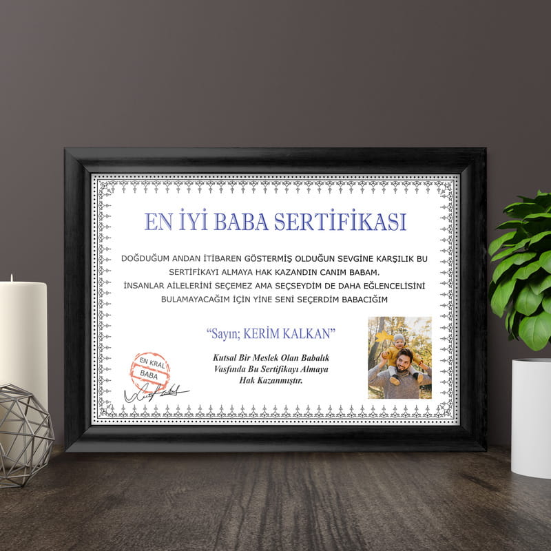 Kişiye Özel Fotoğraf Baskılı Babalık Sertifikası