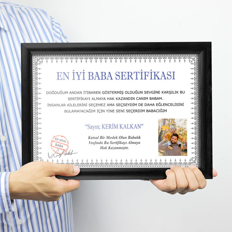 Kişiye Özel Fotoğraf Baskılı Babalık Sertifikası