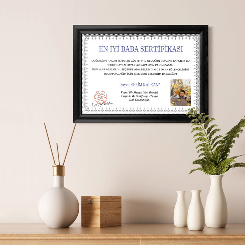 Kişiye Özel Fotoğraf Baskılı Babalık Sertifikası
