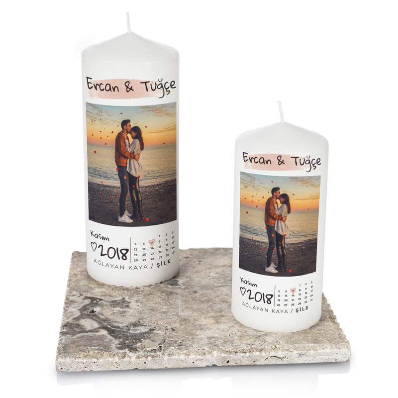Kişiye Özel Fotoğraf Baskılı Dekoratif Mum Seti